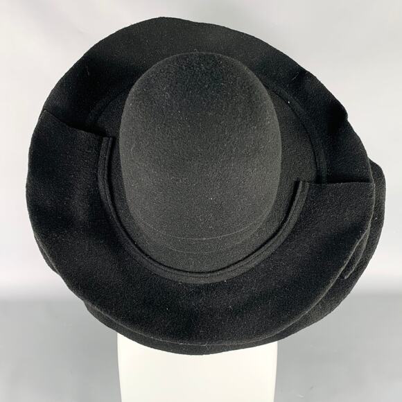 COMME des GARCONS AW18 Size M Black Wool Layered Brim Felt Hat - Picture 4 of 7